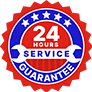 24-hour service guarantee badge for L&S Air LLC, featuring a wrench icon and five stars, emphasizing reliability in HVAC services.
