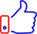 Red and blue thumbs-up icon symbolizing customer satisfaction and trust in HVAC services by L&S Air LLC.